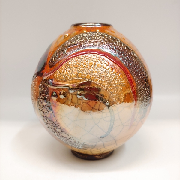 #221174 Raku Vase 3x Fired 6x5 $32 at Hunter Wolff Gallery